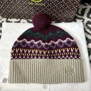 Tory Burch Fair Isle Hat Winter Fairisle Misted Lichen